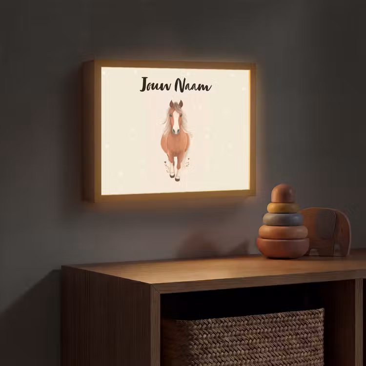 Paard - Galop - Bruin - Stippen Light Box met batterij (Wandlamp kind) middel -sfeer5_kind