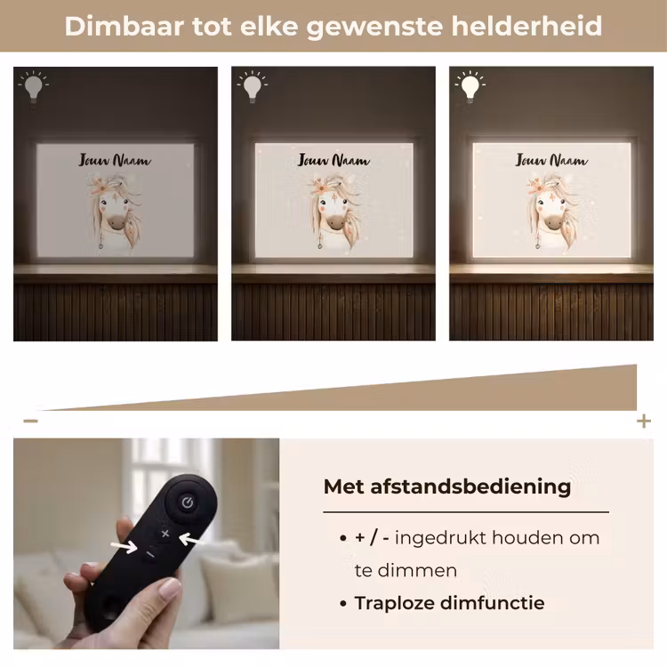 Paard - Manen - Bloemen - Stippen Light Box met batterij (Wandlamp kind) middel -USP_dimbaarNL