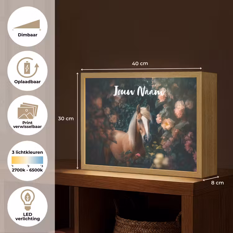 Paard - Natuur - Bloemen - Bos - Dieren Light Box met batterij (Wandlamp kind) middel -USP_websiteoverzichtNL