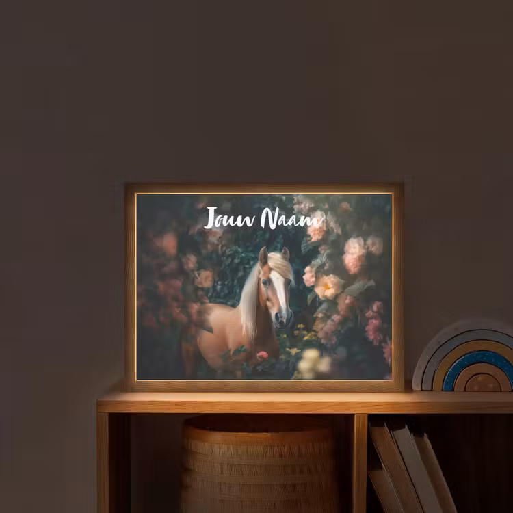 Paard - Natuur - Bloemen - Bos - Dieren Light Box met batterij (Wandlamp kind) middel -sfeer1_kind