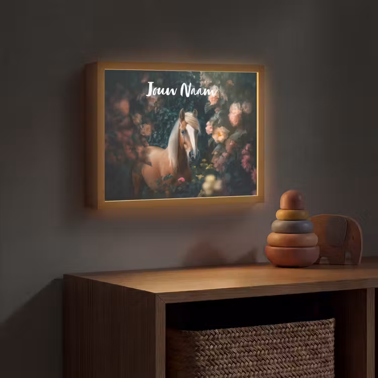 Paard - Natuur - Bloemen - Bos - Dieren Light Box met batterij (Wandlamp kind) middel -sfeer5_kind