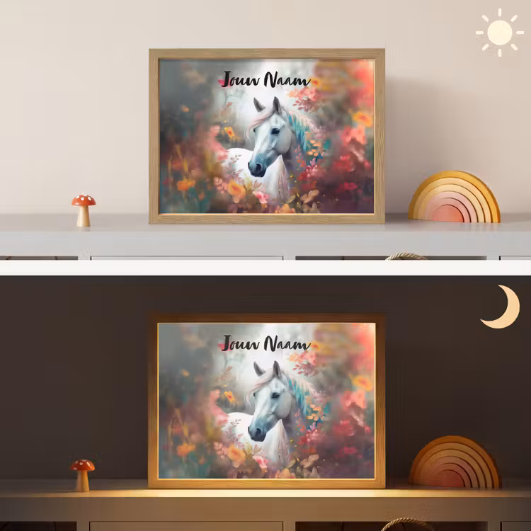Paard - Natuur - Bloemen - Dieren - Bos Light Box met batterij (Wandlamp kind) middel -sfeer3_kind