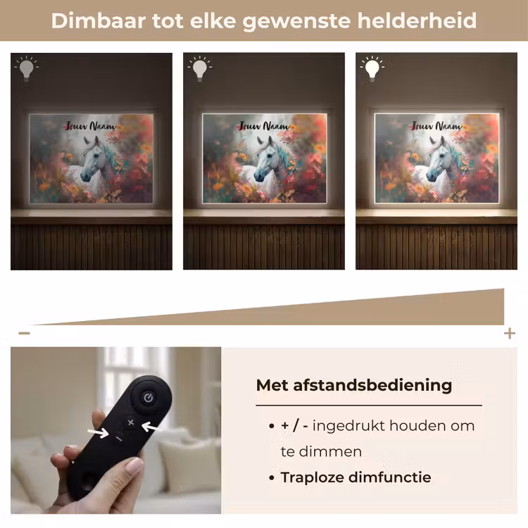 Paard - Natuur - Bloemen - Dieren - Bos Light Box met batterij (Wandlamp kind) middel -USP_dimbaarNL