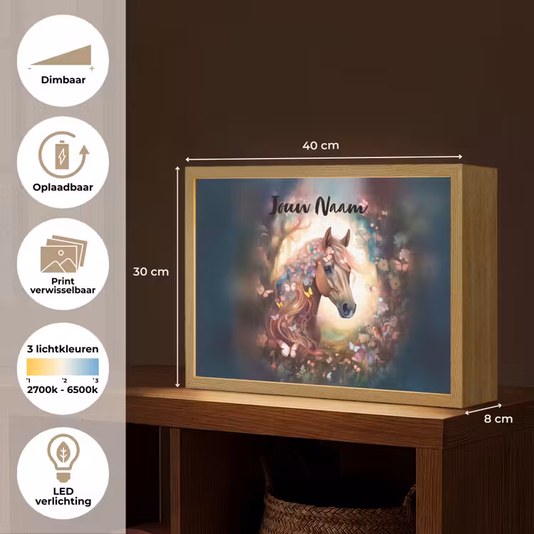 Paard - Natuur - Bloemen - Vlinders - Bos Light Box met batterij (Wandlamp kind) middel -USP_websiteoverzichtNL