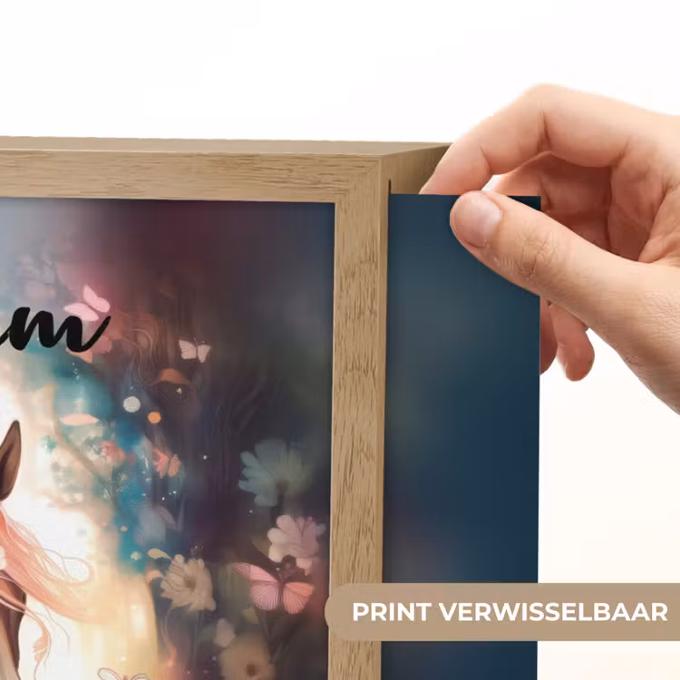 Paard - Natuur - Bloemen - Vlinders - Bos Light Box met batterij (Wandlamp kind) middel -USP_websiteprintNL
