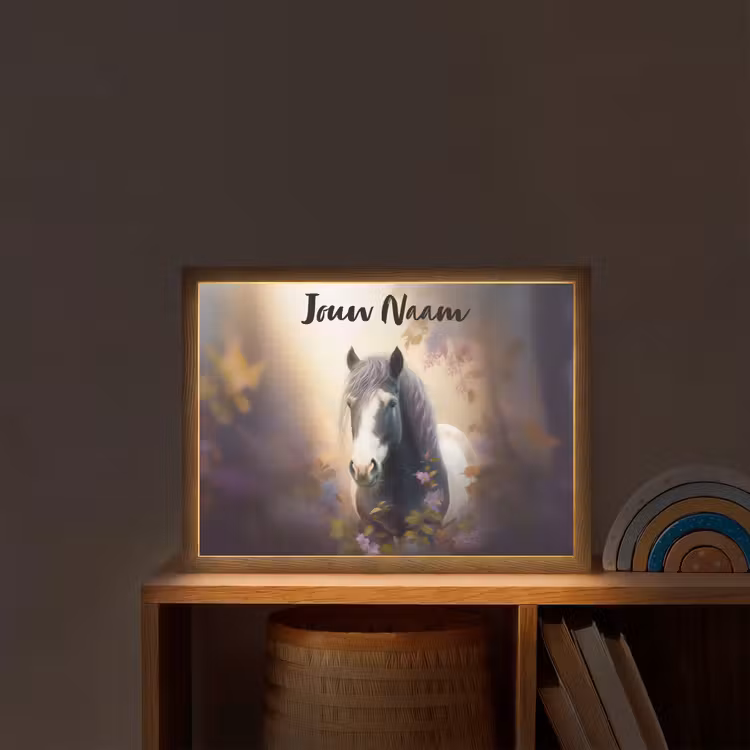 Paard - Natuur - Dieren - Bloemen - Paars Light Box met batterij (Wandlamp kind) middel -sfeer1_kind