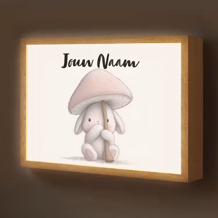 Paddenstoel - Konijn - Roze Light Box met batterij (Wandlamp kind) middel -z3d_website