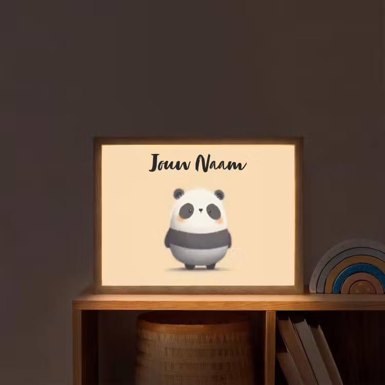 Panda - Beige - Minimalistisch Light Box met batterij (Wandlamp kind) middel -sfeer1_kind
