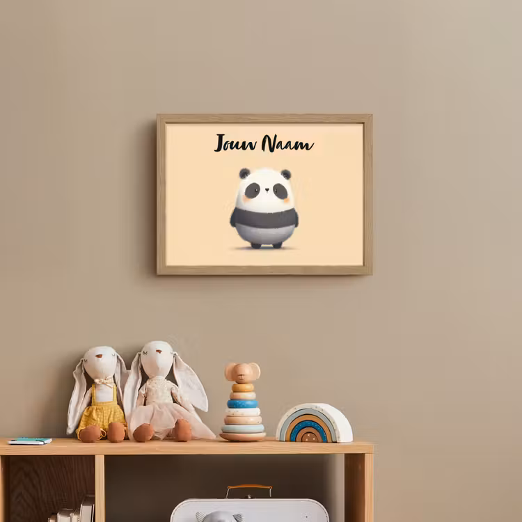 Panda - Beige - Minimalistisch Light Box met batterij (Wandlamp kind) middel -sfeer2_kind