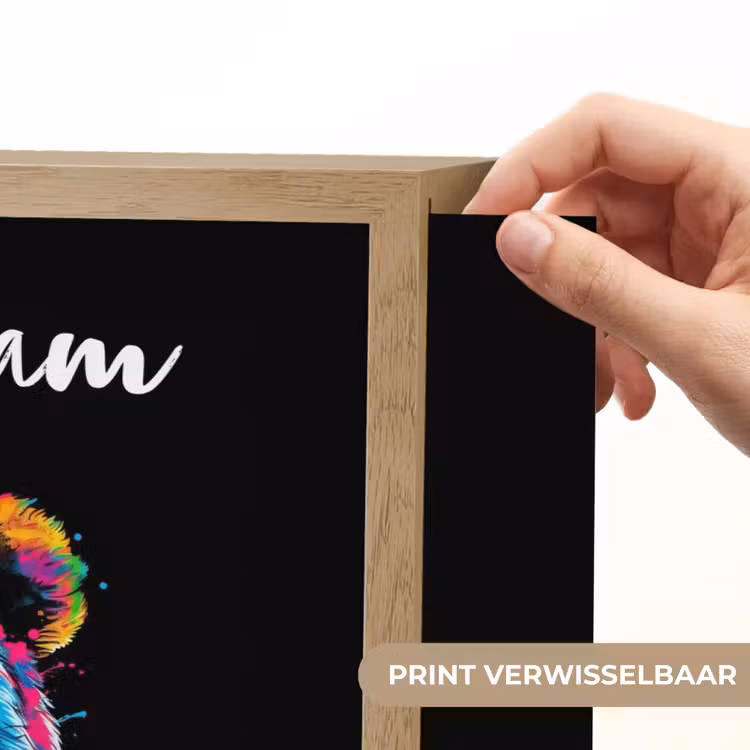 Panda - Dieren - Kleur - Verf - Zwart Light Box met batterij (Wandlamp kind) middel -USP_websiteprintNL