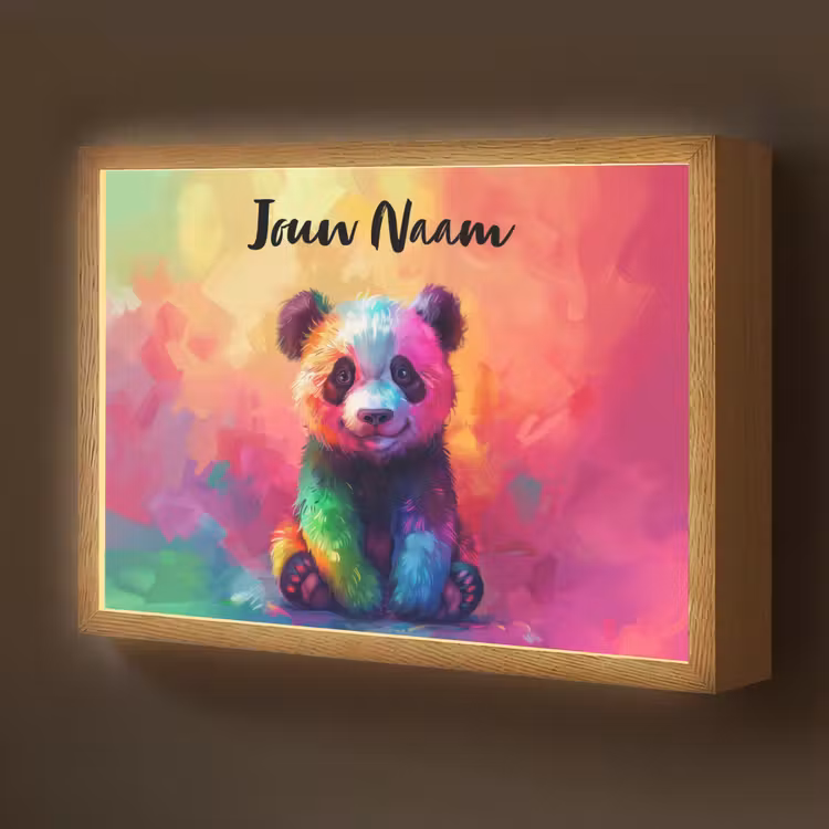Panda - Dieren - Kleurrijk - Neon Light Box met batterij (Wandlamp kind) middel -z3d_website