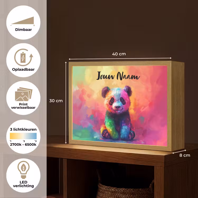 Panda - Dieren - Kleurrijk - Neon Light Box met batterij (Wandlamp kind) middel -USP_websiteoverzichtNL