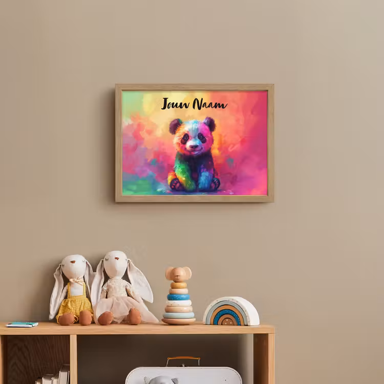 Panda - Dieren - Kleurrijk - Neon Light Box met batterij (Wandlamp kind) middel -sfeer2_kind