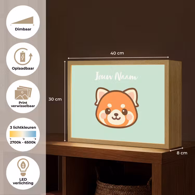 Panda - Groen - Cartoon Light Box met batterij (Wandlamp kind) middel -USP_websiteoverzichtNL