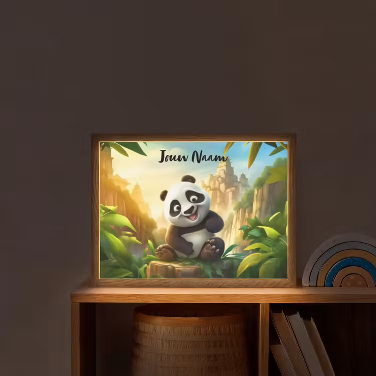 Panda - Wilde dieren - Jungle - Jongens - Kinderen Light Box met batterij (Wandlamp kind) middel -sfeer1_kind