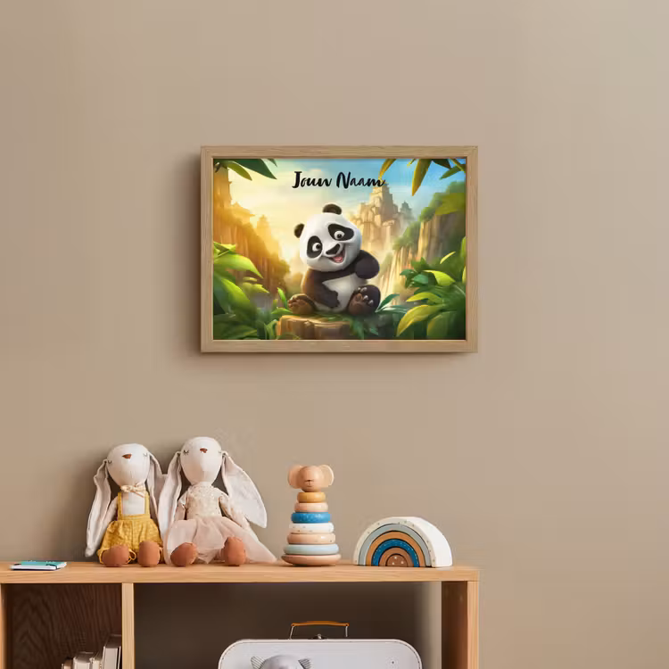 Panda - Wilde dieren - Jungle - Jongens - Kinderen Light Box met batterij (Wandlamp kind) middel -sfeer2_kind