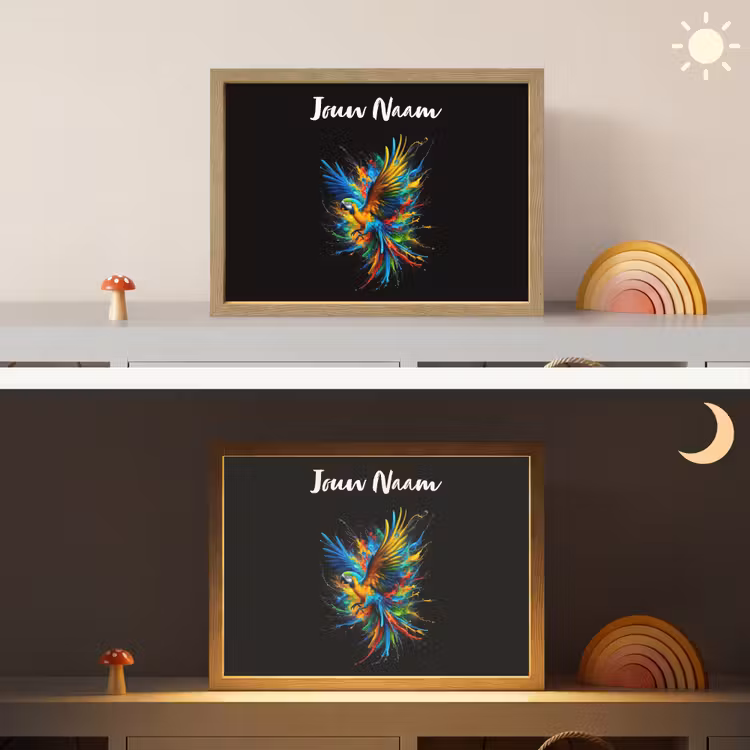 Papegaai - Vogel - Dier - Kleurrijk - Verf Light Box met batterij (Wandlamp kind) middel -sfeer3_kind
