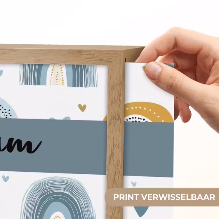 Patroon - Blauw - Regenboog - Hartjes Light Box met batterij (Wandlamp kind) middel -USP_websiteprintNL