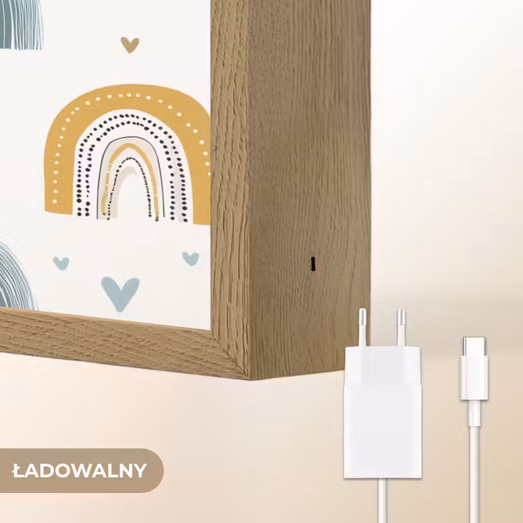 Patroon - Blauw - Regenboog - Hartjes Light Box met batterij (Wandlamp kind) middel -USP_websiteoplaadbaarNL