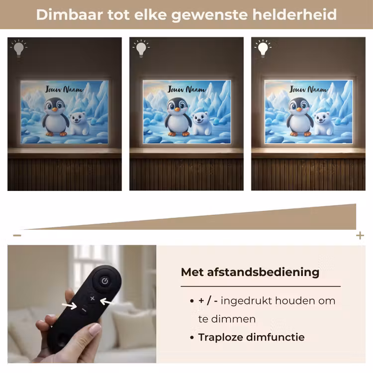 Pinguïn - IJsbeer - IJs - Sneeuw Light Box met batterij (Wandlamp kind) middel -USP_dimbaarNL