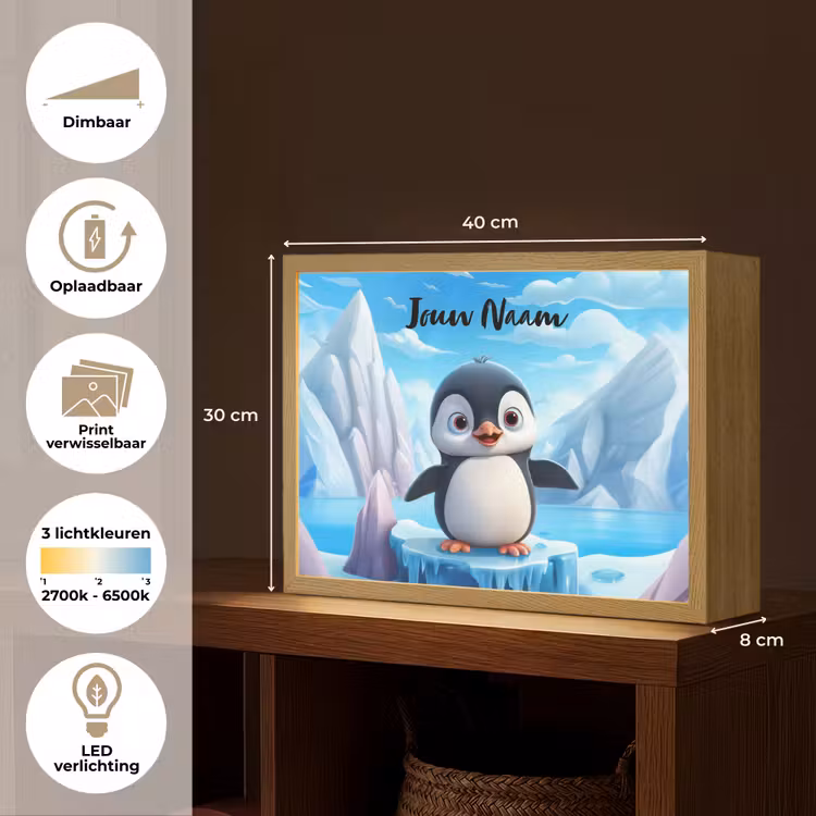 Pinguïn - Meisjes - Pooldieren - Kinderen Light Box met batterij (Wandlamp kind) middel -USP_websiteoverzichtNL