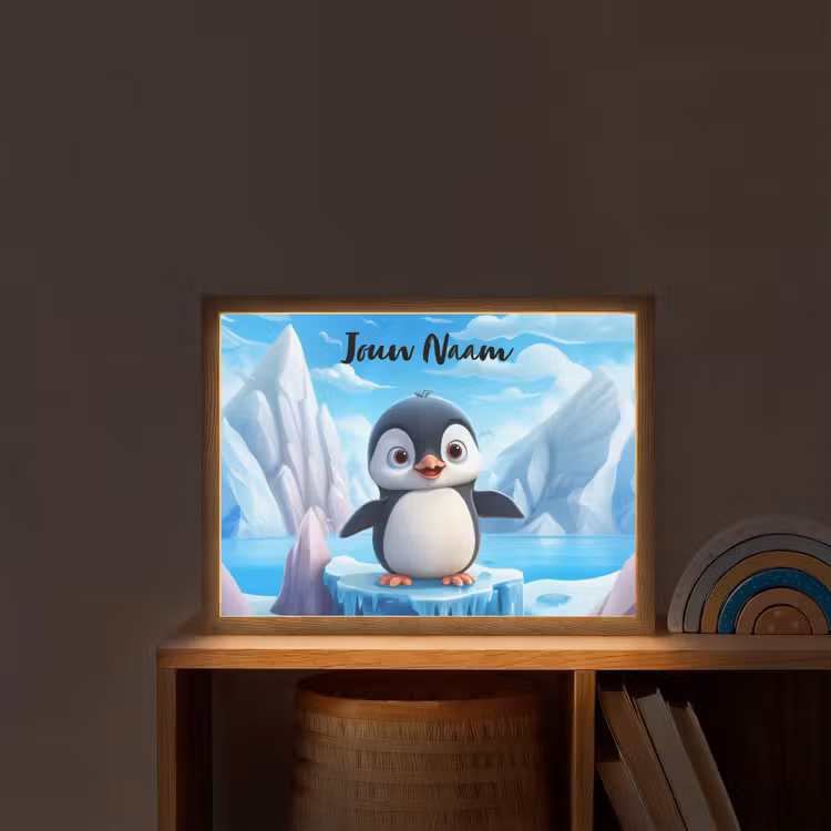 Pinguïn - Meisjes - Pooldieren - Kinderen Light Box met batterij (Wandlamp kind) middel -sfeer1_kind