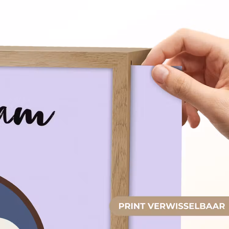 Pinguïn - Paars - Minimalistisch - Blosjes Light Box met batterij (Wandlamp kind) middel -USP_websiteprintNL