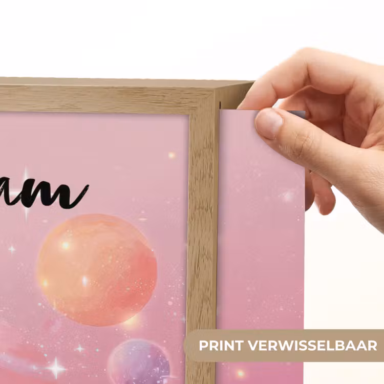 Planeten - Roze - Sterren Light Box met batterij (Wandlamp kind) middel -USP_websiteprintNL