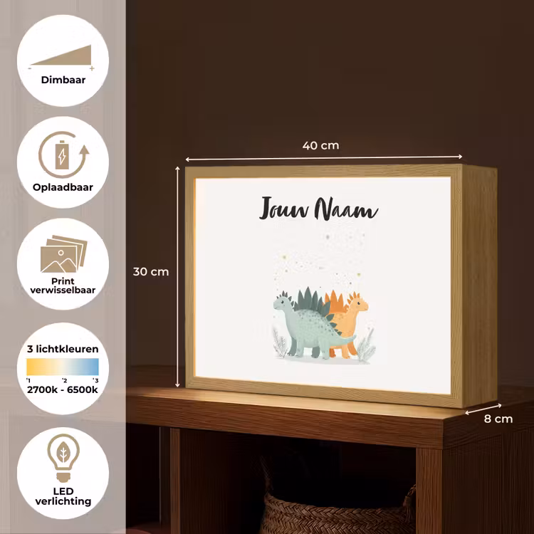 Planten - Sterren - Dinosaurussen - Oranje Light Box met batterij (Wandlamp kind) middel -USP_websiteoverzichtNL