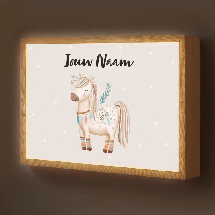 Pony - Stippen - Lichtbruin - Veren Light Box met batterij (Wandlamp kind) middel -z3d_website