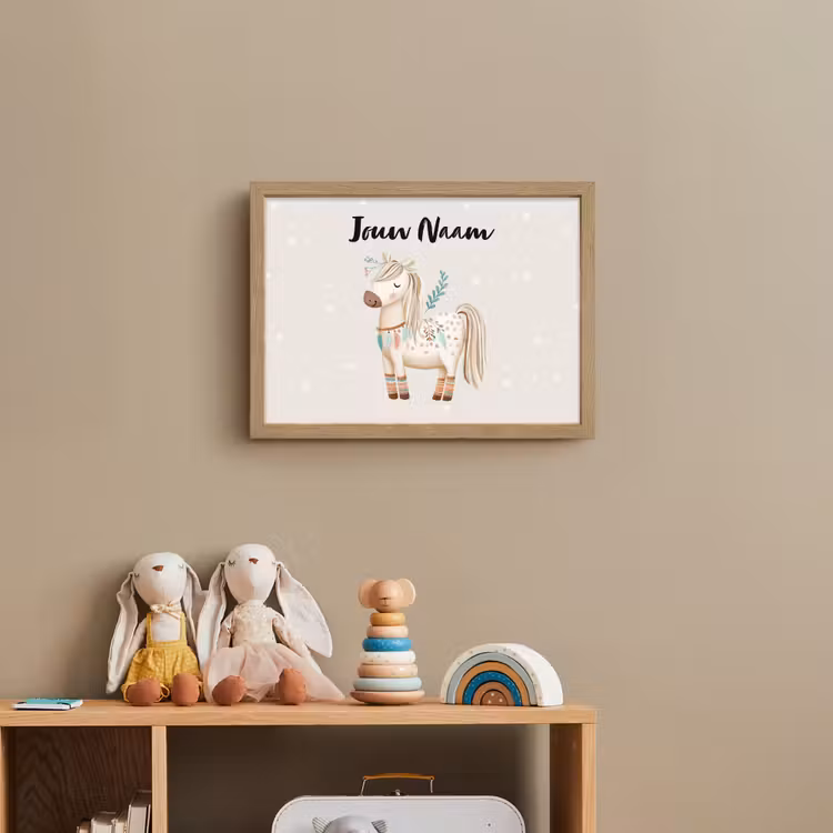 Pony - Stippen - Lichtbruin - Veren Light Box met batterij (Wandlamp kind) middel -sfeer2_kind