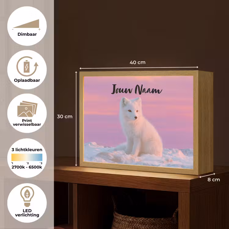 Poolvos - Sneeuw - Roze Light Box met batterij (Wandlamp kind) middel -USP_websiteoverzichtNL
