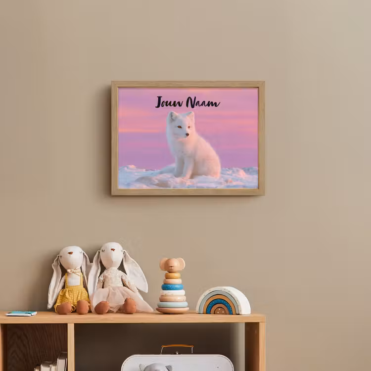 Poolvos - Sneeuw - Roze Light Box met batterij (Wandlamp kind) middel -sfeer2_kind