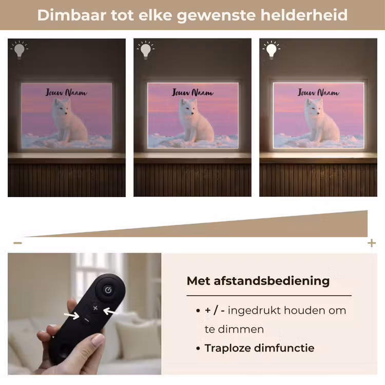 Poolvos - Sneeuw - Roze Light Box met batterij (Wandlamp kind) middel -USP_dimbaarNL