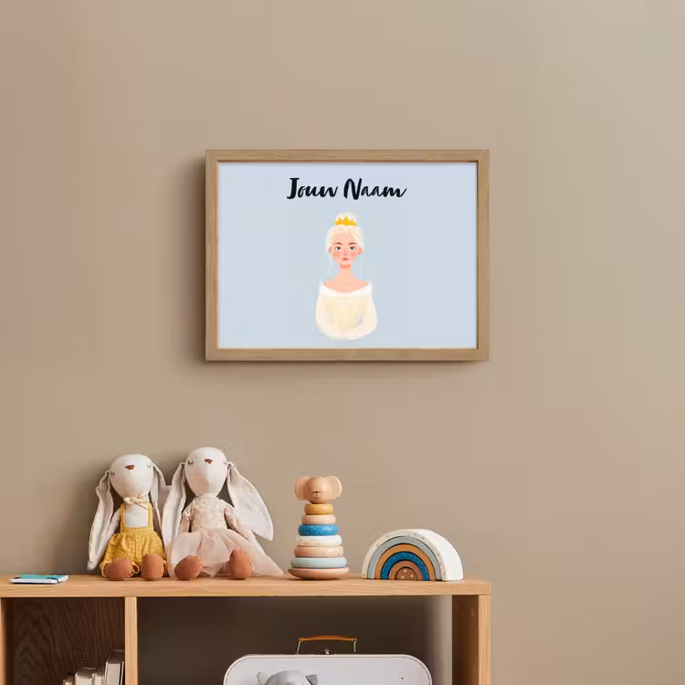 Prinses - Blond - Kroon - Minimalistisch Light Box met batterij (Wandlamp kind) middel -sfeer2_kind