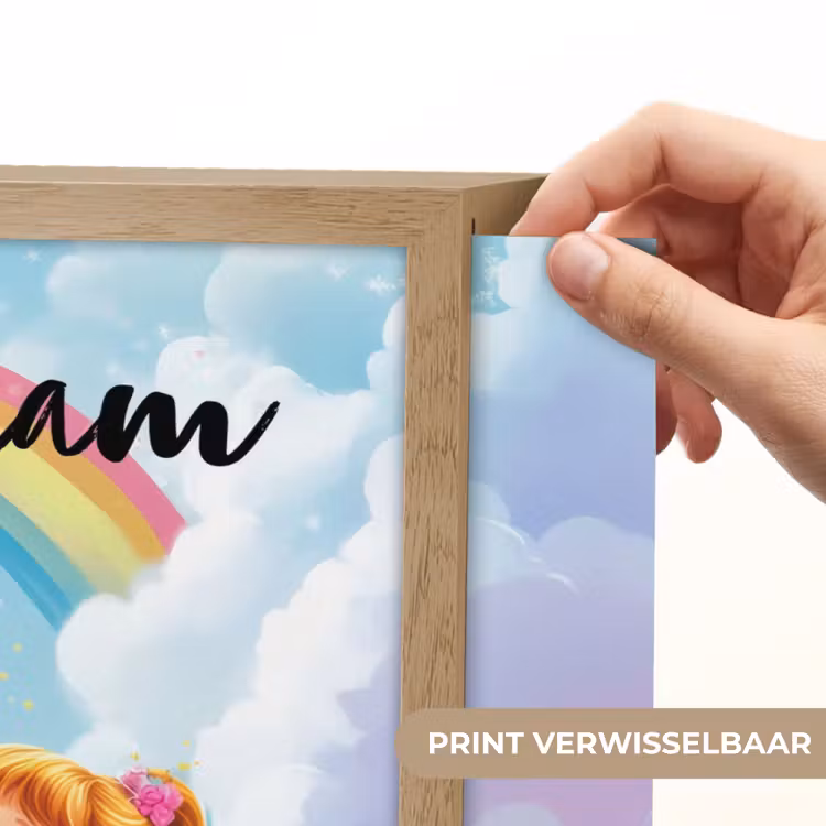 Prinses - Draak - Regenboog Light Box met batterij (Wandlamp kind) middel -USP_websiteprintNL