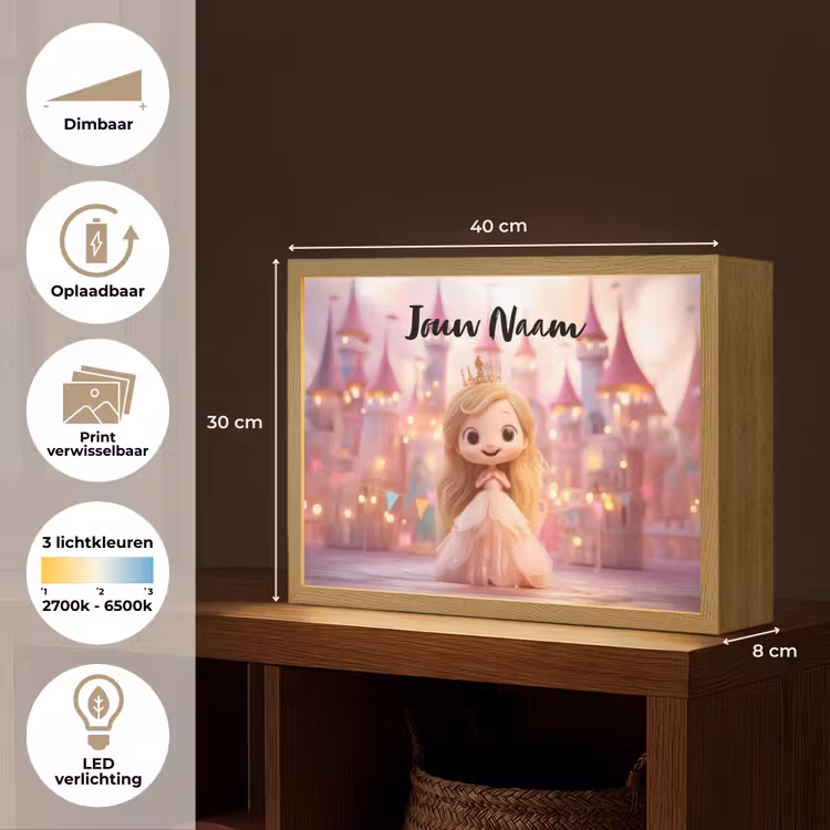 Prinses - Roze - Kasteel Light Box met batterij (Wandlamp kind) middel -USP_websiteoverzichtNL