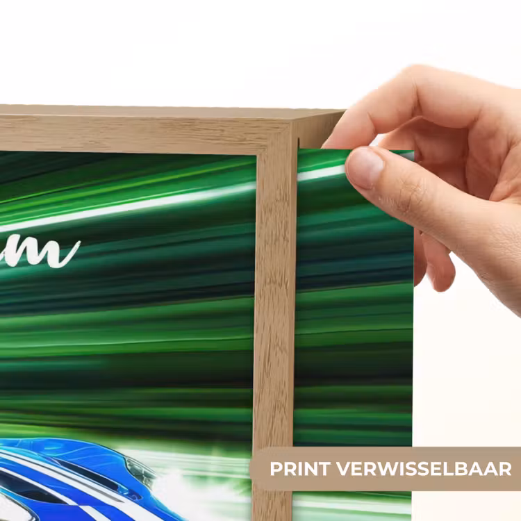 Race auto - Blauw - Groen Light Box met batterij (Wandlamp kind) middel -USP_websiteprintNL