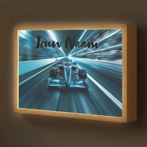 Race - Auto - Formule 1 - Jongens - Blauw Light Box met batterij (Wandlamp kind) middel -z3d_website