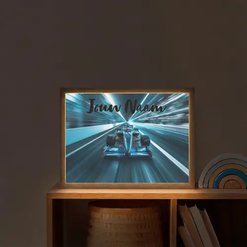 Race - Auto - Formule 1 - Jongens - Blauw Light Box met batterij (Wandlamp kind) middel -sfeer1_kind