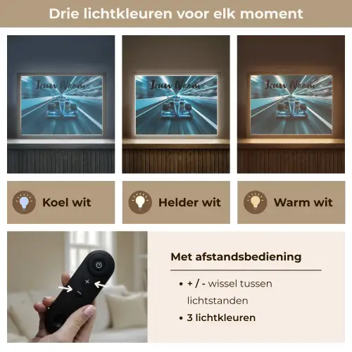 Race - Auto - Formule 1 - Jongens - Blauw Light Box met batterij (Wandlamp kind) middel -USP_lichtkleurNL