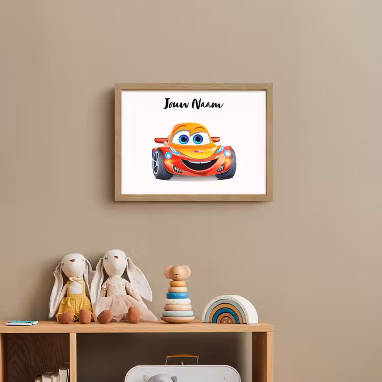 Raceauto - Oranje - Jongens - Kinderen - Auto Light Box met batterij (Wandlamp kind) middel -sfeer2_kind
