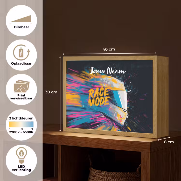 Racehelm - Abstract - Verf - Kleurrijk Light Box met batterij (Wandlamp kind) middel -USP_websiteoverzichtNL