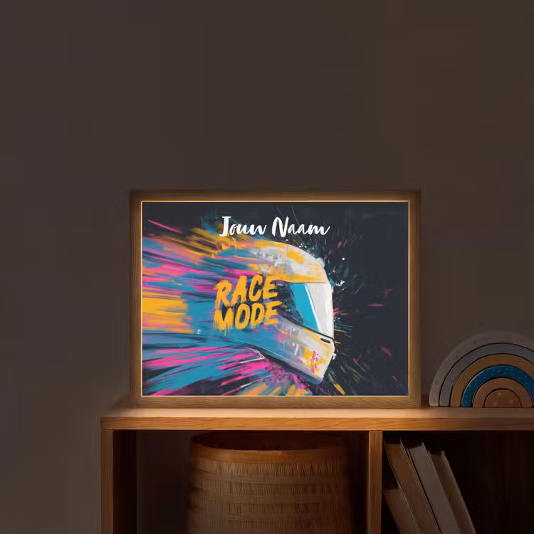 Racehelm - Abstract - Verf - Kleurrijk Light Box met batterij (Wandlamp kind) middel -sfeer1_kind