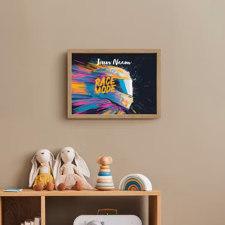 Racehelm - Abstract - Verf - Kleurrijk Light Box met batterij (Wandlamp kind) middel -sfeer2_kind