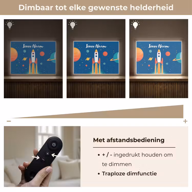 Raket - Planeten - Ruimte Light Box met batterij (Wandlamp kind) middel -USP_dimbaarNL