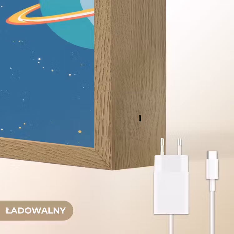 Raket - Planeten - Ruimte Light Box met batterij (Wandlamp kind) middel -USP_websiteoplaadbaarNL