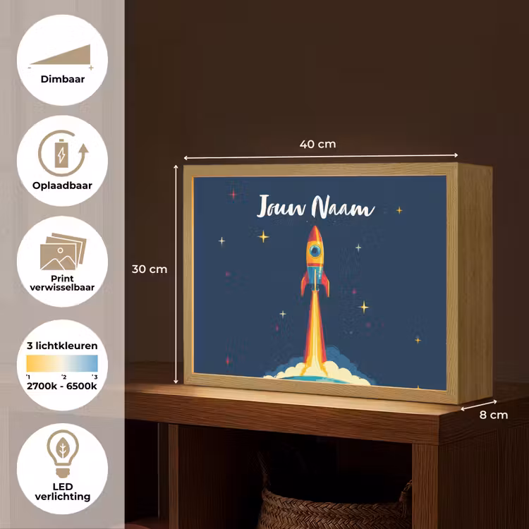 Raket - Rookwolken - Ruimte Light Box met batterij (Wandlamp kind) middel -USP_websiteoverzichtNL