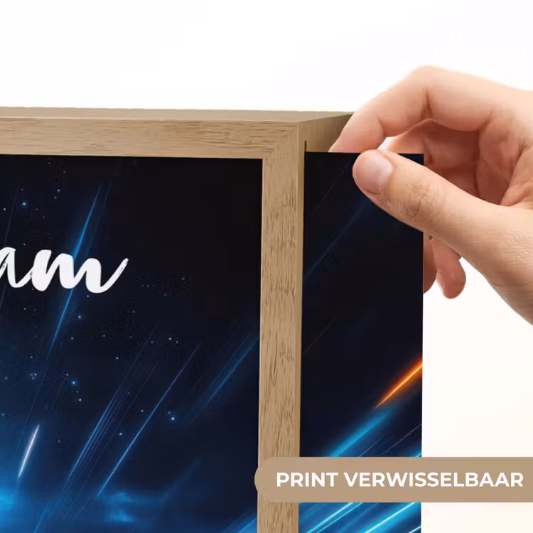 Raket - Ruimte - Blauw - Licht Light Box met batterij (Wandlamp kind) middel -USP_websiteprintNL
