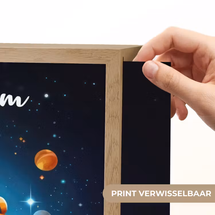 Raket - Ruimte - Planeten - Kinderen - Jongen Light Box met batterij (Wandlamp kind) middel -USP_websiteprintNL